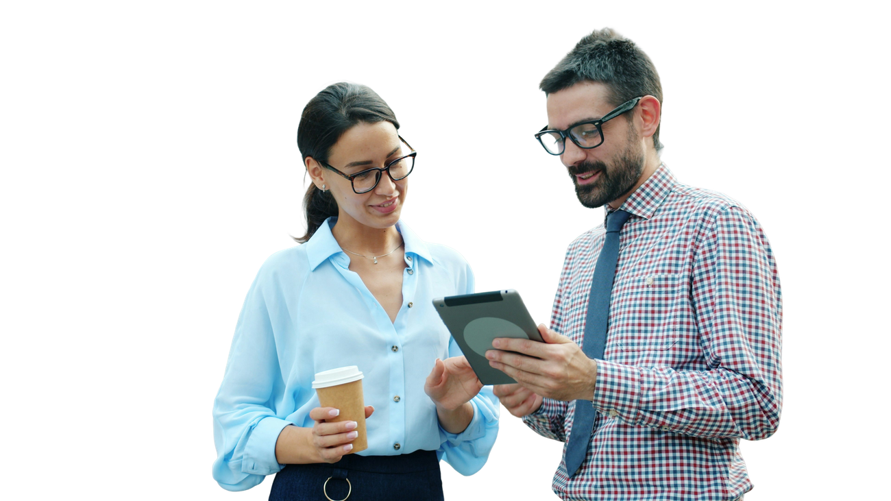 Two Brower Solutions partners reviewing benefits
